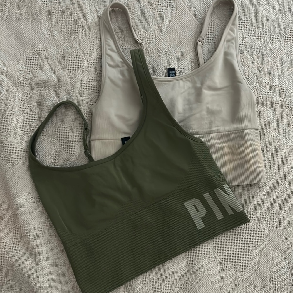 2 pink active sports bras size medium